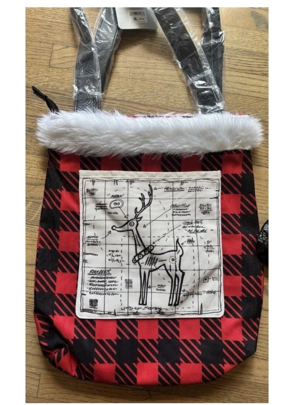 Disney Jack Skellington Red & Black Plaid Women's Tote with White Trim